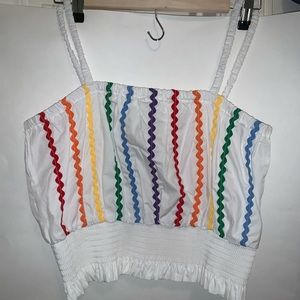 ENGLISH FACTORY WHITE RAINBOW SUMMER TOP